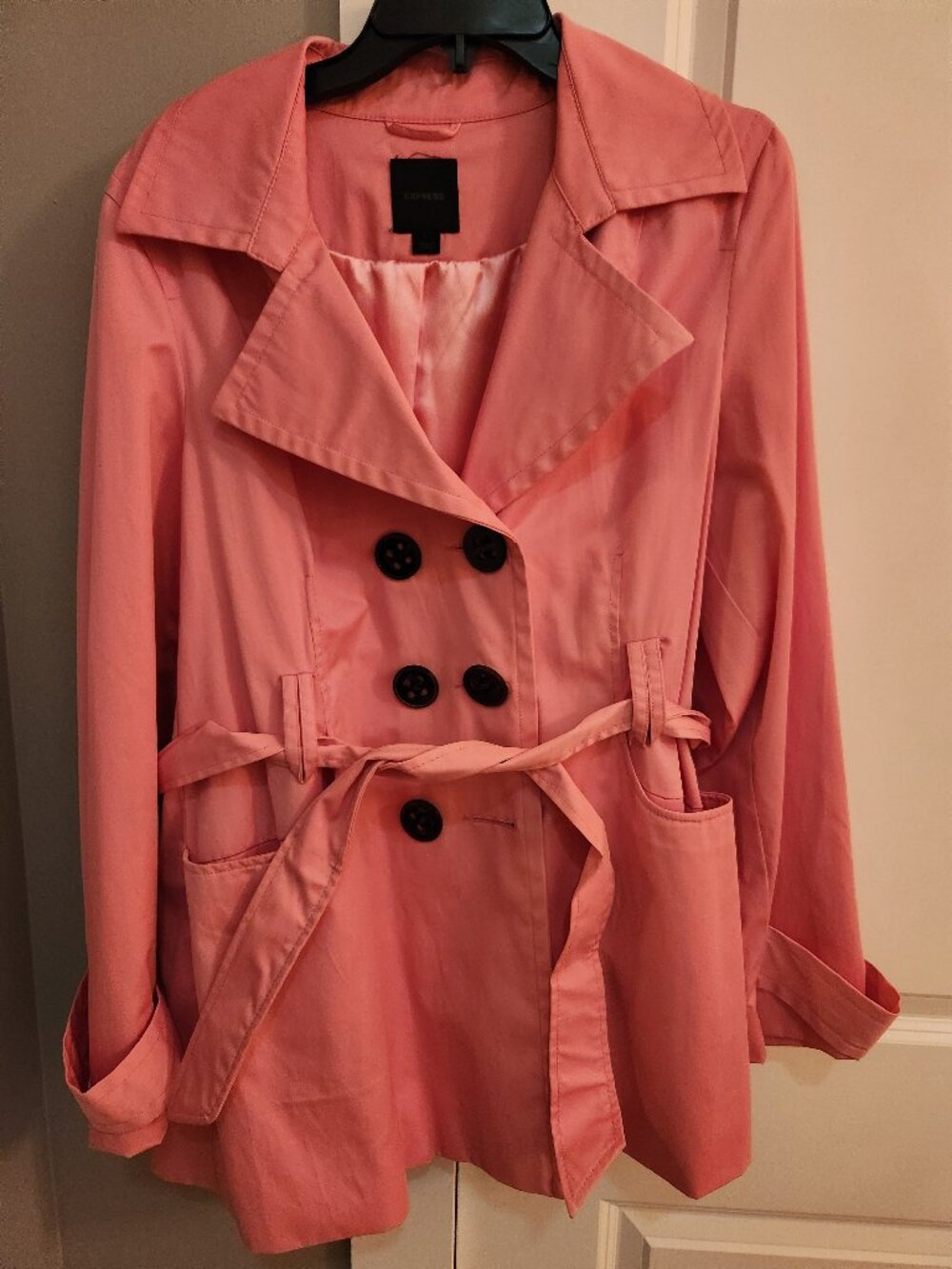 Express Vintage Y2K Pink Trench Belted Rain Coat